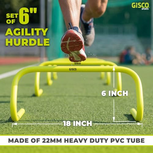Image of GISCO Speed and Agility Soccer Training Kit, Including (6 Hurdles + Agility Ladder + 6 Marker Cone + 20Space Marker + Kit Bag) | Multi - Colour (Agility Soccer Training Kit - Combo 2 with Bag)