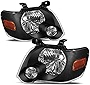 JSBOYAT Headlight Assembly Replacement for 2006-2010 Ford Explorer Headlamp Driver & Passenger Side (Black Housing with Amber Reflector)