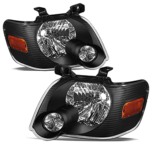 JSBOYAT Headlight Assembly Replacement for 2006-2010 Ford Explorer Headlamp Driver & Passenger Side (Black Housing with Amber Reflector)