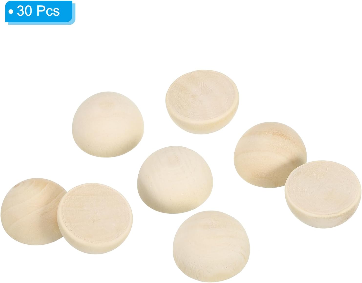 PATIKIL 25mm Half Wood Beads, 30 Pack Unfinished Natural Wooden Beads Round Split Wood Balls for Craft Art Ornaments Painting - Image 3