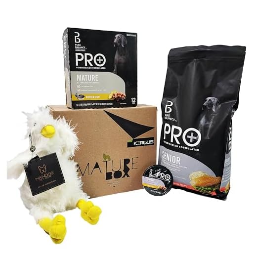 KERQUS Mature Kit, Pure Balance Pro+ Mature Salmon & Brown Rice Recipe Dry Dog Food for Senior Dog, 8 lbs,Mature Wet Dog Food Variety Pack, 3.5 oz Bowls (12 Pack),Nandog Plush Toy
