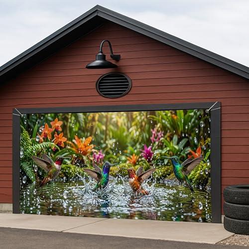 Housse de porte de garage colibri bâche décorative extérieure grand format - 5