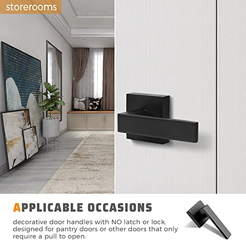 Knobwell 2 Pack Heavy Duty Dummy Door Lever Dummy Door Handle, Matte Black Single Sided Handle For Interior Use, For Both Right/Left Handing 0.93 Lb One Lever (Only One Side Use) #TOP2