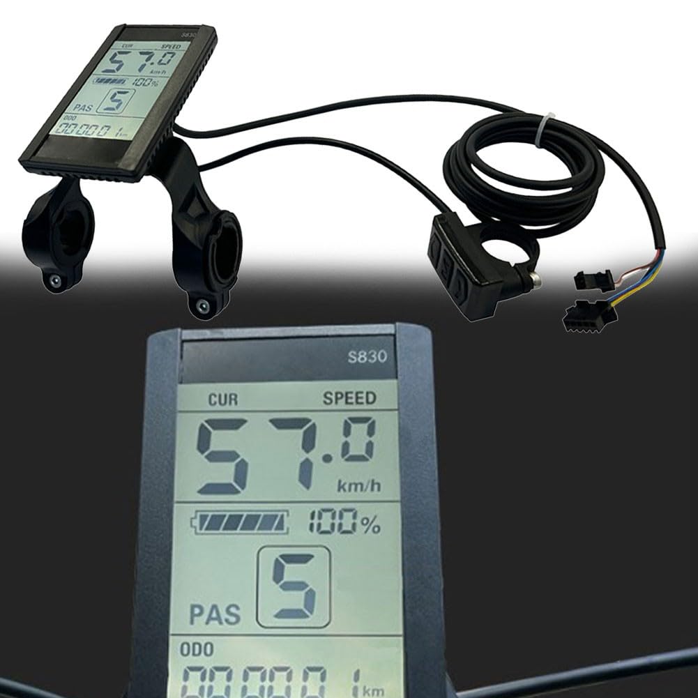 JN LCD-S830 Écran LCD pour vélo électrique, compteur de vitesse de vélo, compteur kilométrique SM E-Bike 5 broches 24 V 36 V 48 V