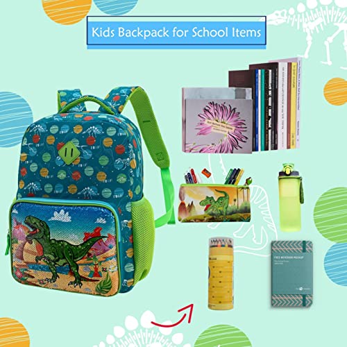 Happysunny Dinosaur Backpack For Kids Reversible Sequins 5-7 Boys And Girls 3-5 15 Inch Kids Backpack For Preschool Early Elementary Kindergarten Bookbags With Chest Strap #TOP5