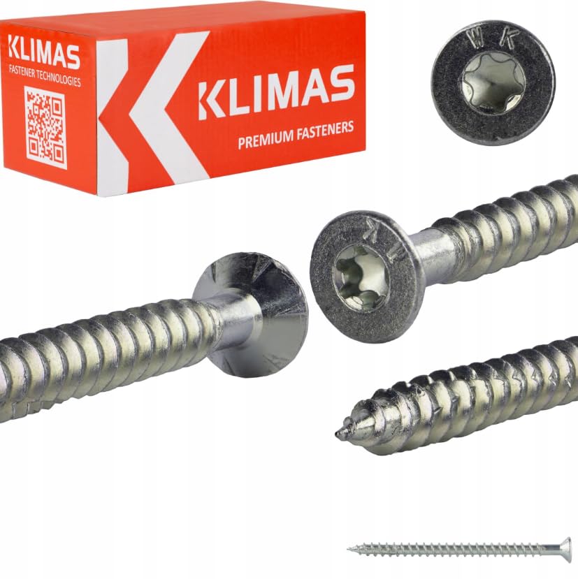 KLIMAS WKFS - Tornillos de cabeza avellanada (50 unidades, 10 x 550 mm), color blanco