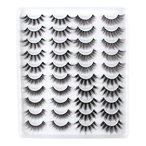 Oreola Faux Mink Eyelashes 20 Pairs Fake Lashes Natural Look Fluffy Cat Eye Lashes Reusable 3D False Lashes for Makeup Cover