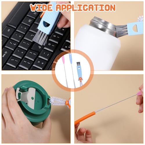Image of 3pcs Silicone Straw Brush and Cup Lid Cleaning Brush, 3 in 1 Cup Lid Cleaning Brush Ultra Long Straw Cleaning Brush Reusable Bendable Straw Cup Lid Cleaner Multifunctional Baby Bottle Cleaning Tools