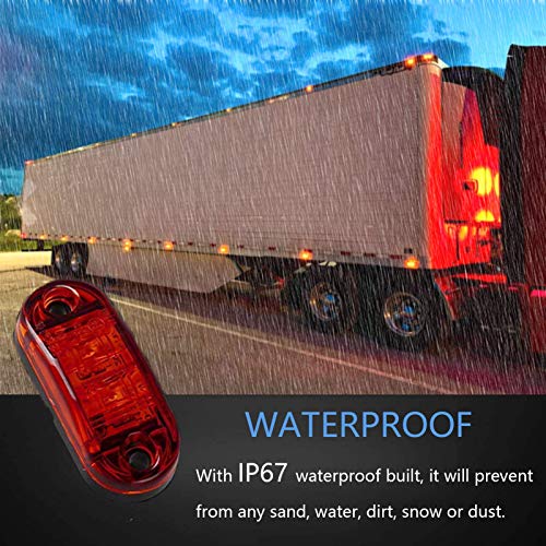 4Pcs 2 LED Side Marker Light 2.5" Oval Trailer Truck Fender Light Surface Mount Little Boat Marine Led Lights RV Camper Accessories, IP67 Waterproof DOT Certified [2 Amber and 2 Red, 12V] - Thumbnail 6