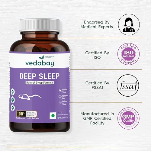 Image of Deep Sleep Tablets | Non-Habit-Forming Ayurvedic Sleep Support for Relaxation and Better Sleep Quality | 60 Tablets