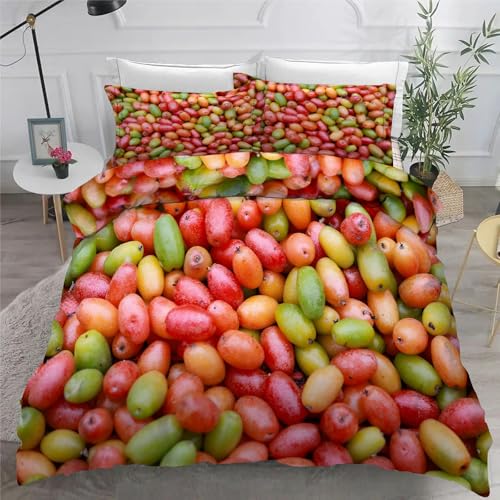 Funda Nórdica Cama 105 Fruta De Leche De Cabra Funda de Edredón 155x200 Fruta Ropa de Cama de Microfibra Suave Funda Edredón con Cremallera y 2 Fundas de Almohada 50x75