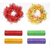 Poly Mesh Ribbon 4 Rolls Poly Burlap Ribbon Metallic Fall Mesh Metallic Foil Mesh Red Gold Purple...