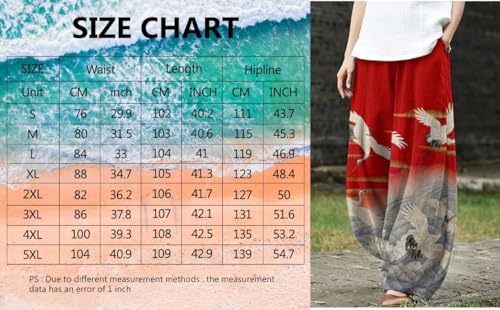 HOTYD Women's Cotton Linen Pants Summer Causal Baggy Wide Leg Pants Waist Elastic Loose Fit Lantern Trouser with Pockets3