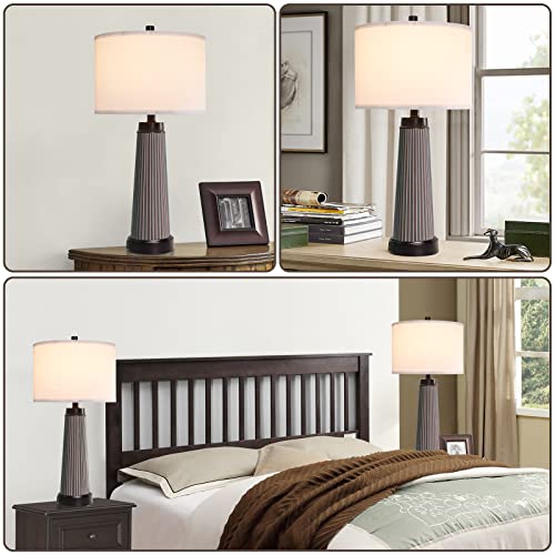 Roriano Table Lamps For Living Room Set Of 2, 3 Way Dimmable Modern Glass Touch Lamp With 2 Usb Ports, 26" Farmhouse Nightstand Desk Lamp For Bedroom Bedside, Led Bulbs Included (Black) #TOP6