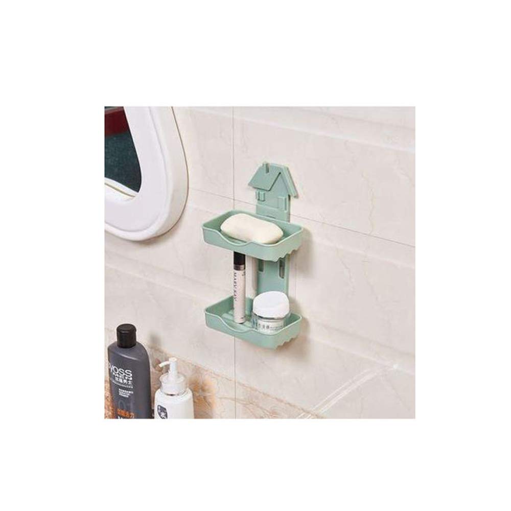 Porte-savon REYG double couche vert pour fixation murale sans perçage