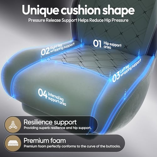 Image of Dowinx Gaming Chair with Heated Massage Lumbar Support,Big and Tall Fabric Gaming Chairs for Adults with Footrest, Ergonomic Computer Game Chair with Poket Spring Cushions, 350lbs, Green