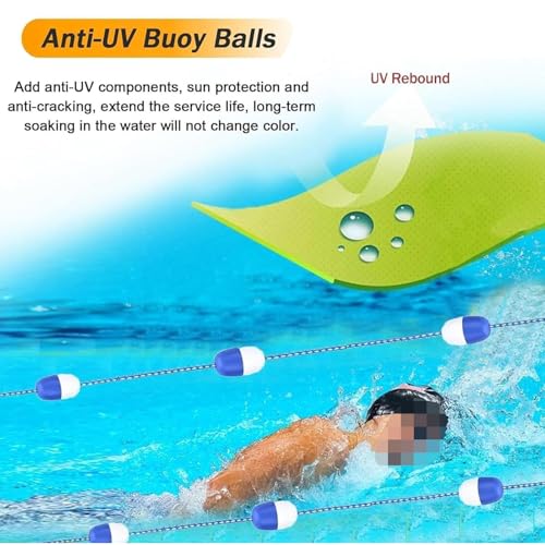 Générique Ligne de séparation de Piscine Ajustable avec bouées et Crochets - Ligne de sécurité pour piscines intérieures/extérieures, idéale pour l'entraînement, Les Loisirs et la compétition.