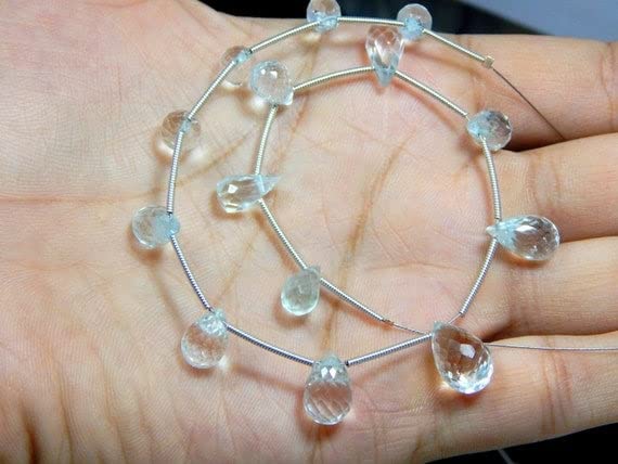 Perles aigue-marine facettées en goutte de haute qualité pour la création de bijoux raffinés