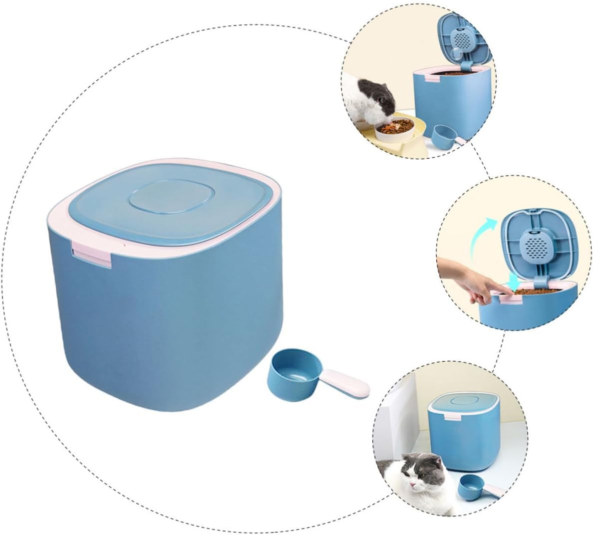 Lurrose 11l Airtight Pet Food Storage Container with Seal Lid Large Capacity Grain Bucket for Dog and Cat Food Moisture-proof Storage Bin for Household Use