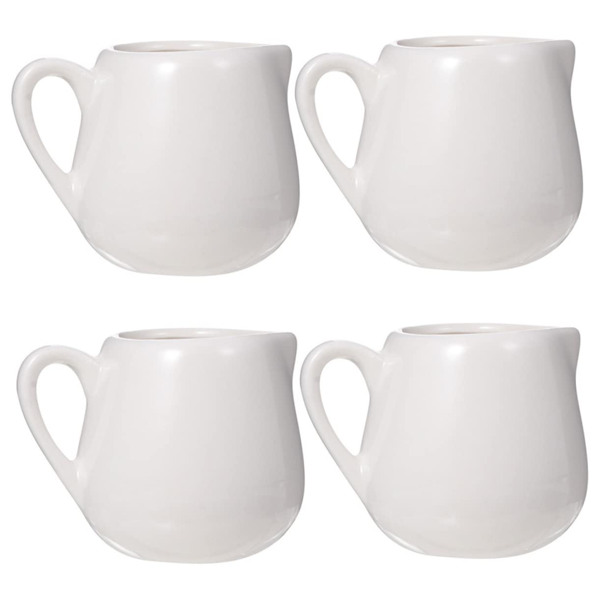 Unomor 4-pc Set Ceramic Sauce Jugs Creamer Handle Delicate Mini Milk Cups for Kitchen Storage