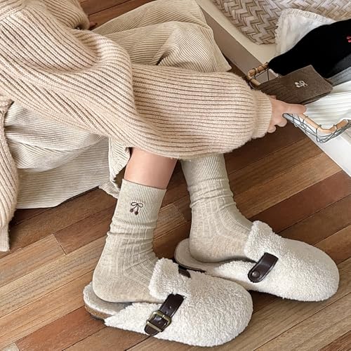 Image of Women's Cute Crew Socks, Casual Athletic Cotton Bowknot Cherry Calf Novelty Socks for Women