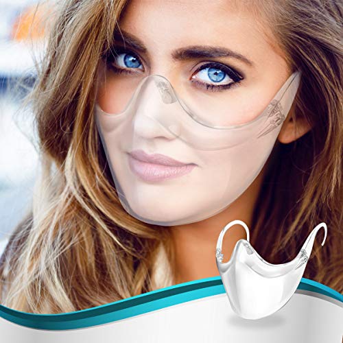 Durable Transparent Face Protection, Clear Face Covering, Combine Plastic Reusable Bandanas, Anti Fog and Breathable Visible Clear Face_Shield, Masks suitable for all adults (1PC)