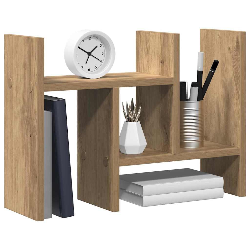 Organizer da scrivania in legno di quercia Artisan, 50 x 15,5 x 35,5 cm, con scomparti per mensole, penne, documenti e documenti, sistema di organizzazione efficiente per ufficio e casa
