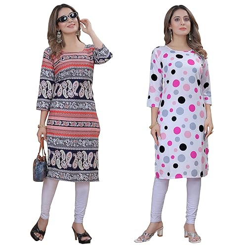 Image of Women's Multicolor Exclusive Crepe Kurta||Pack of 2 Kurta||Kurta for Women