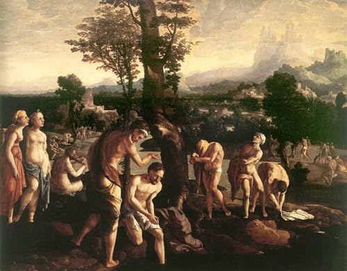Affiche le Baptême du Christ de Jan Van Scorel - Impression sur toile pour salon 60x90cm