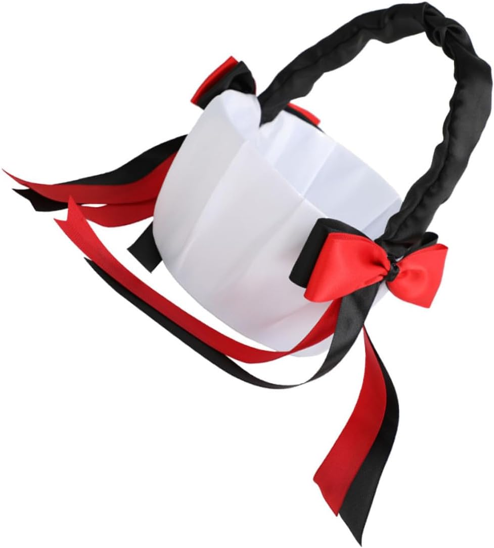 Black Ribbon Flower Basket Bowknot Elegant Wedding Ceremony Flower Girl Basket for Petals Portable and Reusable Wedding Supplies for Special Events