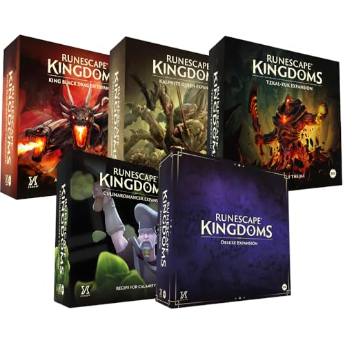 Steamforged Games RuneScape Kingdoms The Board Game Bundle: King Black Dragon Kalphite Queen TzKal-Zuk Culinaromancer and RuneScape Expansion (5 Items)
