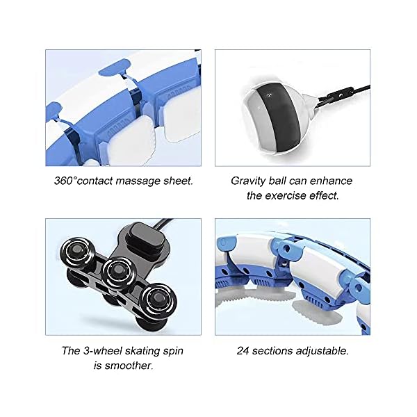 Rkvijl-Hula-Hoops-for-Adults-Weight-Loss-New-2-in-1-Massage-Fitness-Hoola-Hoop-Weighted-Hula-Hoop-with-Detachable-Knots-Adjustable-Gravity-Spinning-Ball Rkvijl Fit Hoop Weighted Hoola Hoop Exercise Hoola Hoop for Adults Weight Loss Infinity Hoop Smart Weighted Hula Hoop Plus Size Detachable Hula Hoops for Adults (Blue&White)