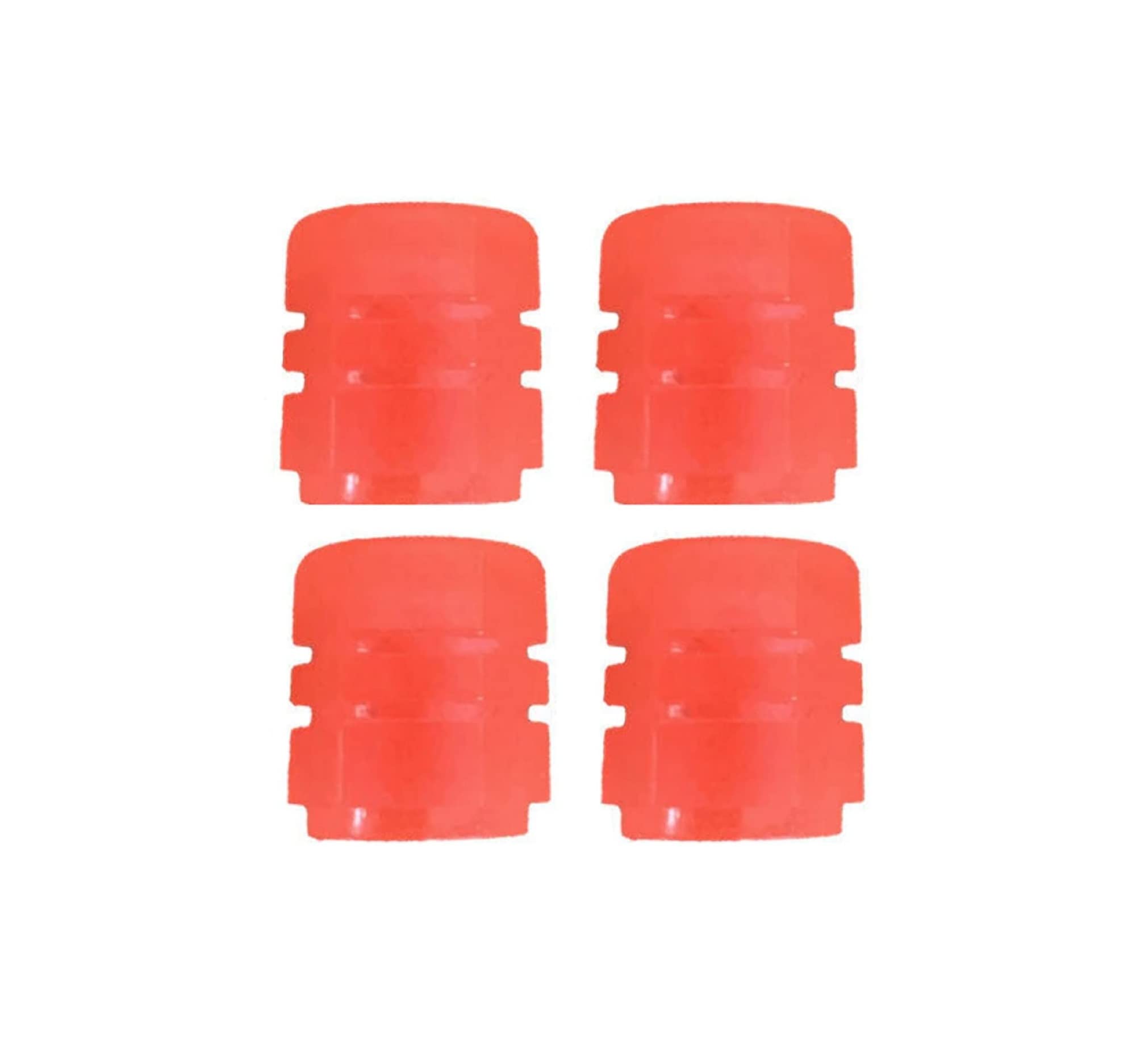 AUGEN 4 Pieces Luminous Auto Dust Tyre Valve Caps Fluorescent Red Valve Caps Tyre Decoration Car Motorcycle Bicycle Wheel Hub Glowing Valve Covers (Pack of 4)