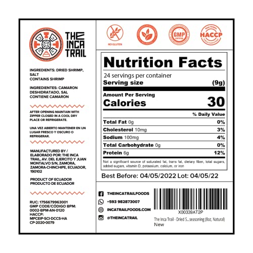 The Inca Trail - Dried Shrimp Powder - Gluten Free Seasoning, Organic, No Added Sugar, No Msg, High Protein, Guilt Free, Shrimp Seasoning For Use In Cooking & Cajun Seasoning (8Oz, Natural) #TOP4