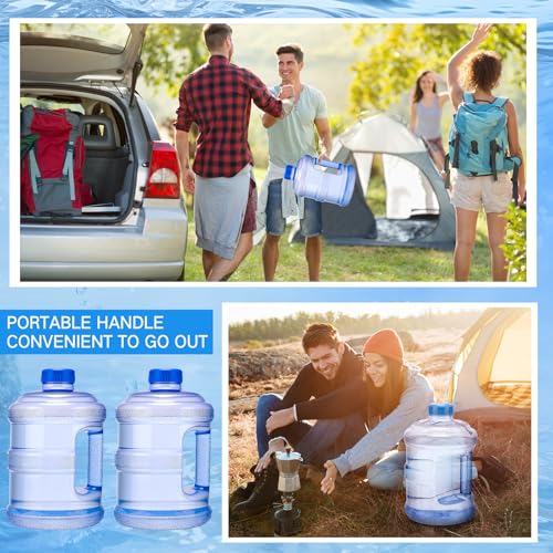 Funnymoom 4 Pcs 1 Gallon Plastic Water Bottles Round Jugs with Handle Portable Water Containers Reusable Leak Proof Bottle for Camping Outdoor Sports Travel - Thumbnail 5