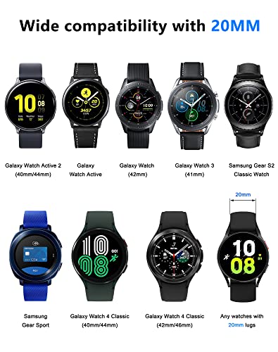 20Mm Watch Bands Compatible With Samsung Galaxy Watch 4/Classic Band 40Mm 42Mm 44Mm 46Mm, Watch Active 2 40Mm 44Mm/Watch 3 41Mm, Soft Silicone Breathable Bands Elastic Replacement Galaxy Strap #TOP3