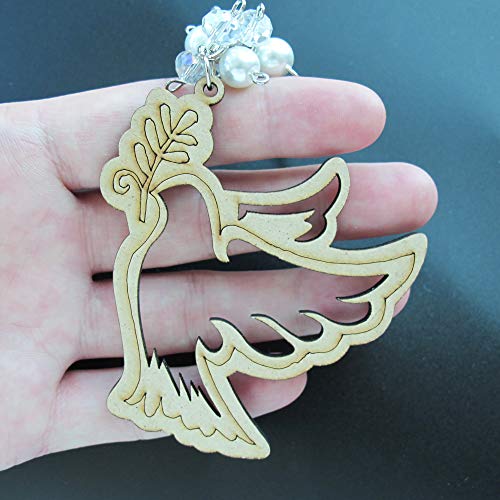 12 PCS Holy Spirit Peace Dove Keychain - Baptism Favor Confirmation Wood Keychain White by Generic - Used condition - Image 3