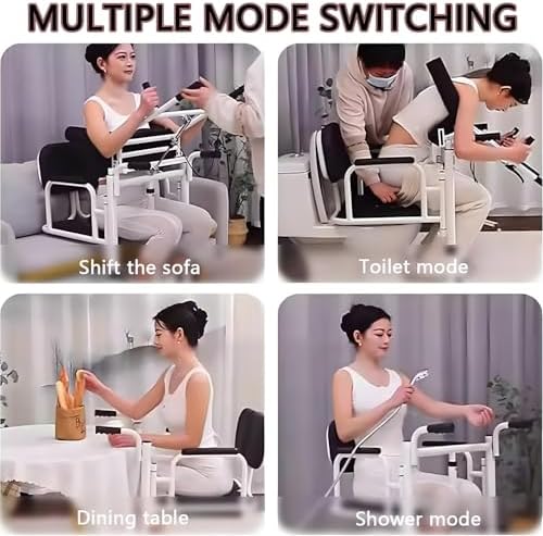 Hydraulic Patient Lift Transfer Chair for Home Care, Adjustable Height & 180° Open Design, Mobility Aid for Elderly Adults, 400 lb Capacity, Black