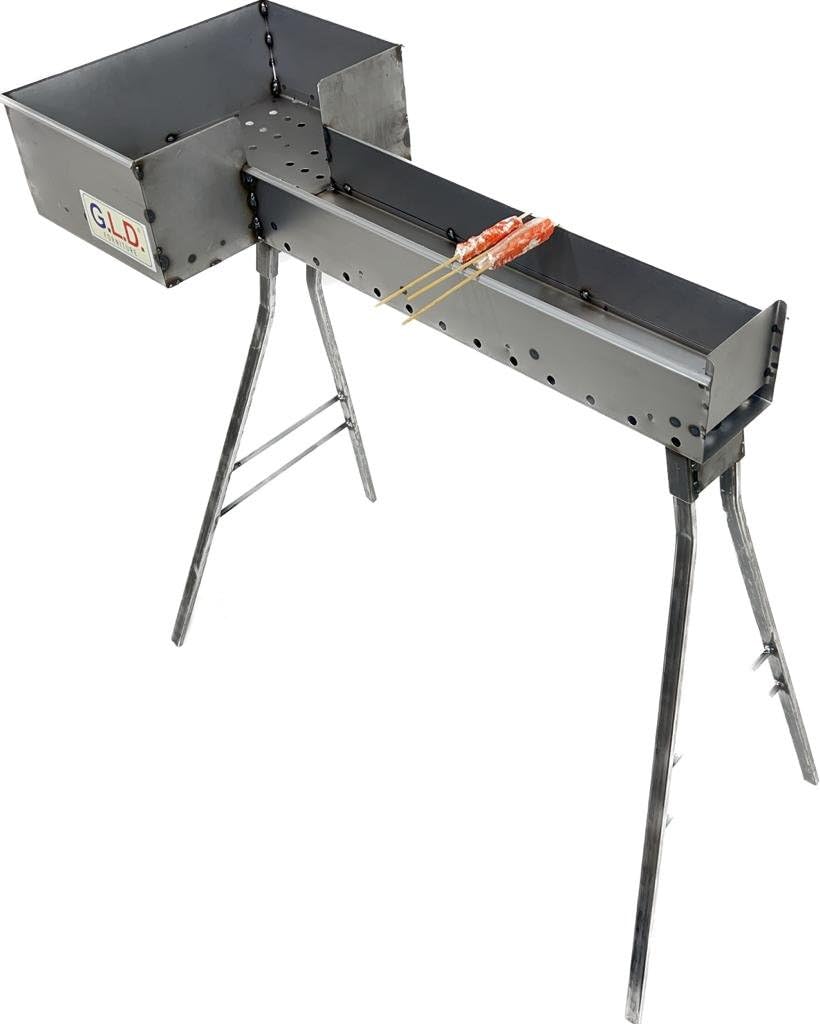 Fornacella canaletta barbecue per arrosticini 100 cm in ferro con testa 27x37 cm piedi staccabili originale Abruzzese con OMAGGIO