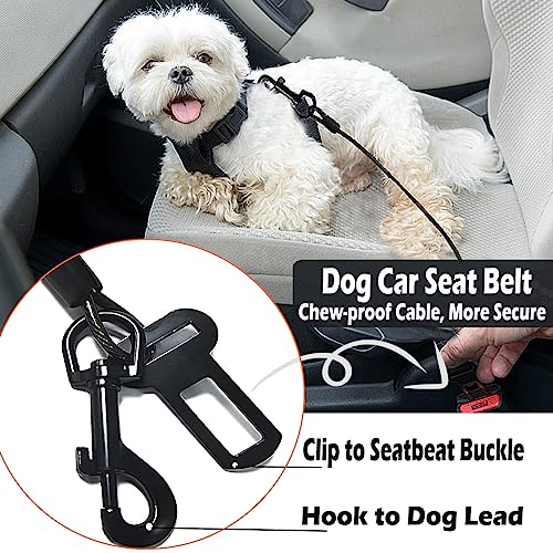 Miniatura 2 de Fiyade Paquete De 2 Cinturones De Seguridad Para Perros, Arnés De Coche Para Perros Con Cable De Acero Resistente A La Masticación, Correa De Cable De Cadena Para Perros, Arnés Para Vehículos, 70 Cm