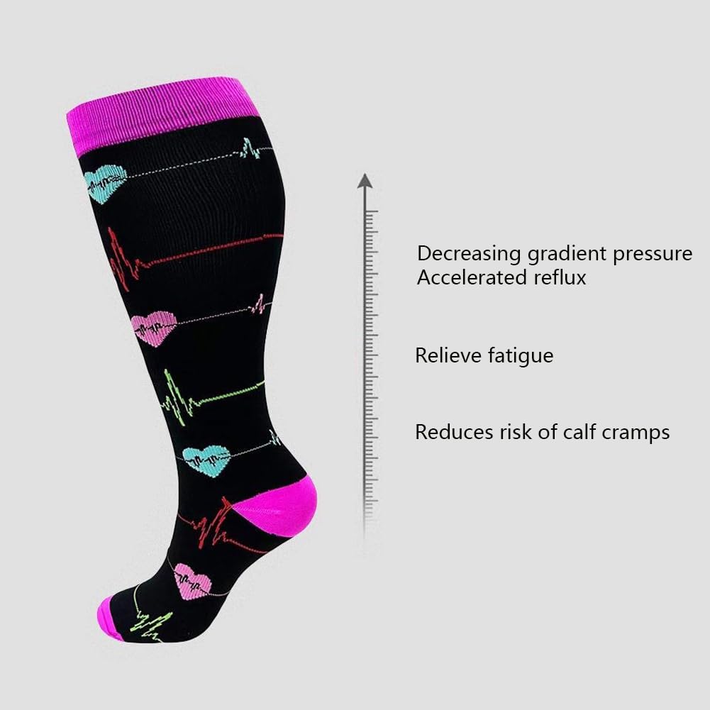 2XL-4XL Calze Compressione,Calze a Compressione da Donna,Calze a Compressione,Calzini sportivi,Calzini di compressione al ginocchio