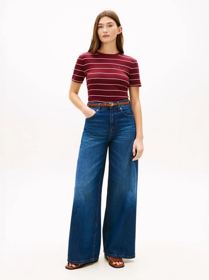 Tommy Hilfiger Damen T-Shirt Kurzarm New Slim Cody Rundhalsausschnitt, Mehrfarbig (Breton STP/Dark Magma/Ecru), 3XL – Ansicht 2