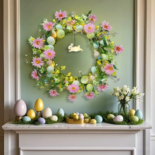 DRDUDU-19-Inch-Easter-Wreath–Lighted-Easter-Decorations-for-Home-with-Timer-Egg-Wreath-with-Bunny-Flowers-Spring-Decor-for-Front-Door-Mantel-Wall-Indoor-Outdoor-Holidays DRDUDU 19 Inch Easter Wreath–Lighted Easter Decorations for Home with Timer Egg Wreath with Bunny Flowers Spring Decor for Front Door Mantel Wall Indoor Outdoor Holidays