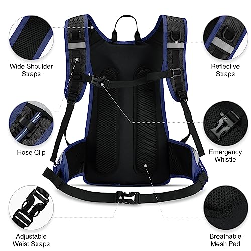 NOOLA Insulated 3L Hydration Backpack for Hiking 15L Lightweight Running Water Backpack Hydration Pack for Men Women Hydro Daypack Bag with TPU Water Bladder for Biking Climbing Cycling, Navy Blue