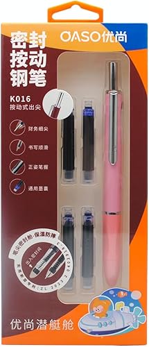 Vista 28 de OASO K016 - Juego de pluma estilográfica retráctil de 0.020 in con 4 cartuchos de tinta azul, escritura suave para estudiantes escolares