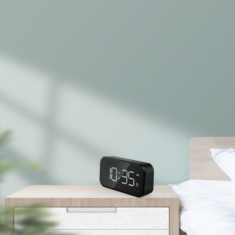Sveglia Digitale Con Specchio E Doppia Porta USB - Display LED 6,1" 3 Luminosità, Snooze - Per Camera Da Letto