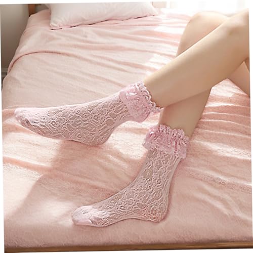 Calcetines con volantes para mujer transpirables con encaje vintage 4