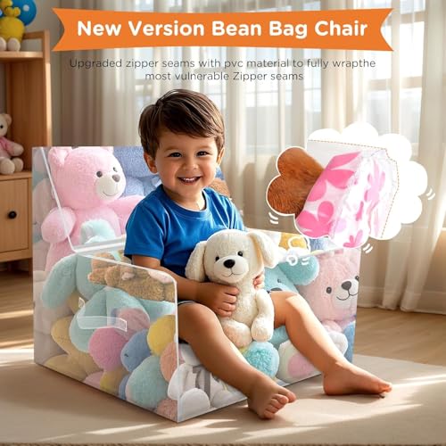 Children's Plush Toy Storage, Waterproof Large Bean bag Chair Cover, Kids Toddler Armchair, Soft Child Safe Seat for Organizing Toddler Rooms Soft Stuff, Plush Toys Storage, 60×45×60cm