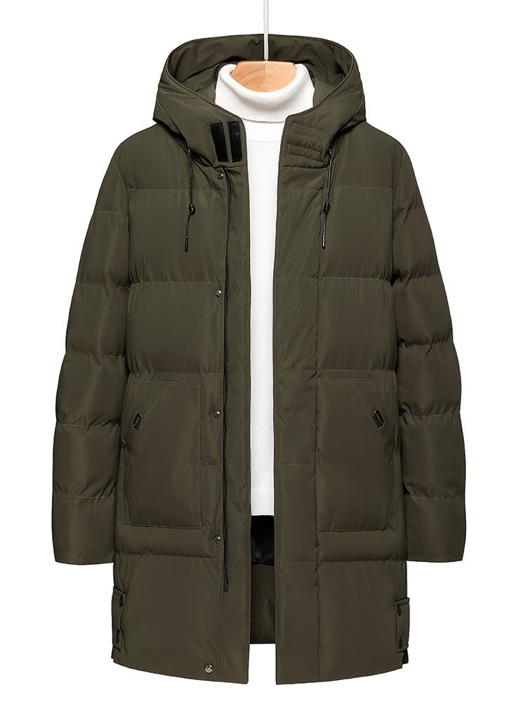 Hombres Chaquetas de Abrigo Largos con Capucha Casual Parka Chaqueta de Plumas Básica Abrigo de Invierno Manga Larga Down Jacket Chaqueta de Plumón