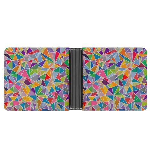 Bunch Of Triangles Cute Slim Bifold Wallet for Men Stylish Front Pocket Purse with Card Holder Slots